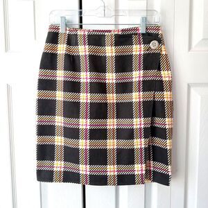 Emanuel Ungaro Size 10 Wrap Skirt Pink Brown Plaid